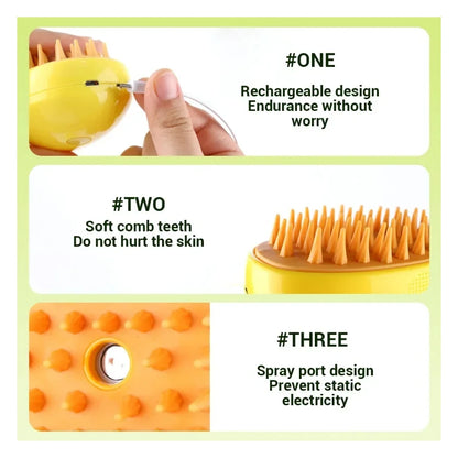 Cat Dog Steamy Brush Steam Brush Electric Sprayer for Massage Pet Grooming Tool Shedding 3 in 1 Electric Sprays Massage Combs