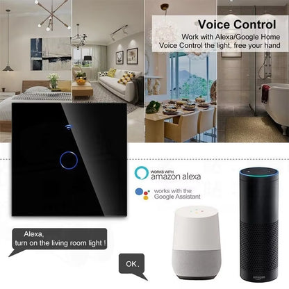 EU Wifi Smart Light Switches Touch Switch RF433 No Neutral Wire Smart Home Life Tuya App Control Support Alexa Google Home