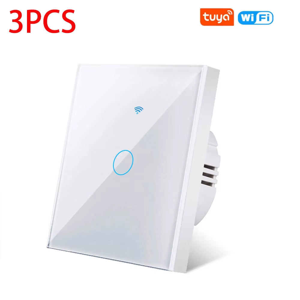 EU Wifi Smart Light Switches Touch Switch RF433 No Neutral Wire Smart Home Life Tuya App Control Support Alexa Google Home