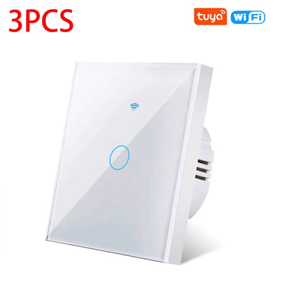 EU Wifi Smart Light Switches Touch Switch RF433 No Neutral Wire Smart Home Life Tuya App Control Support Alexa Google Home