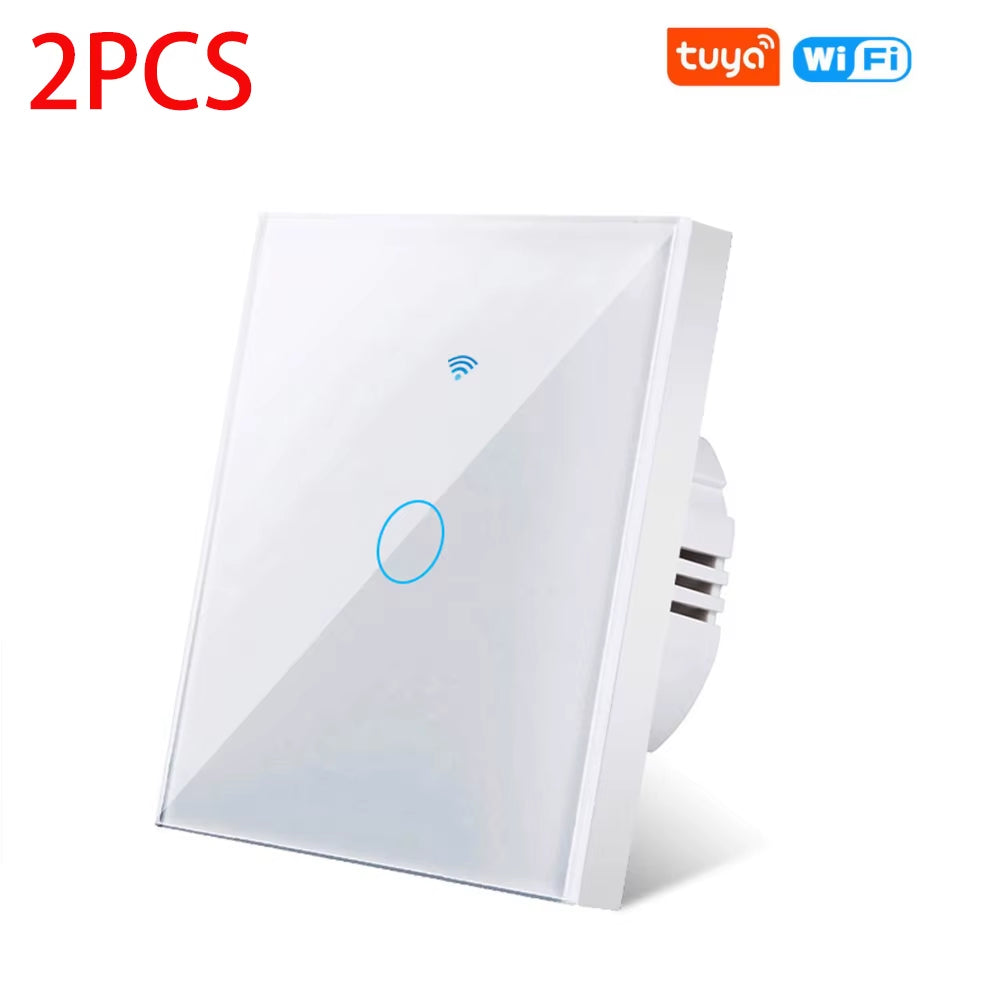 EU Wifi Smart Light Switches Touch Switch RF433 No Neutral Wire Smart Home Life Tuya App Control Support Alexa Google Home