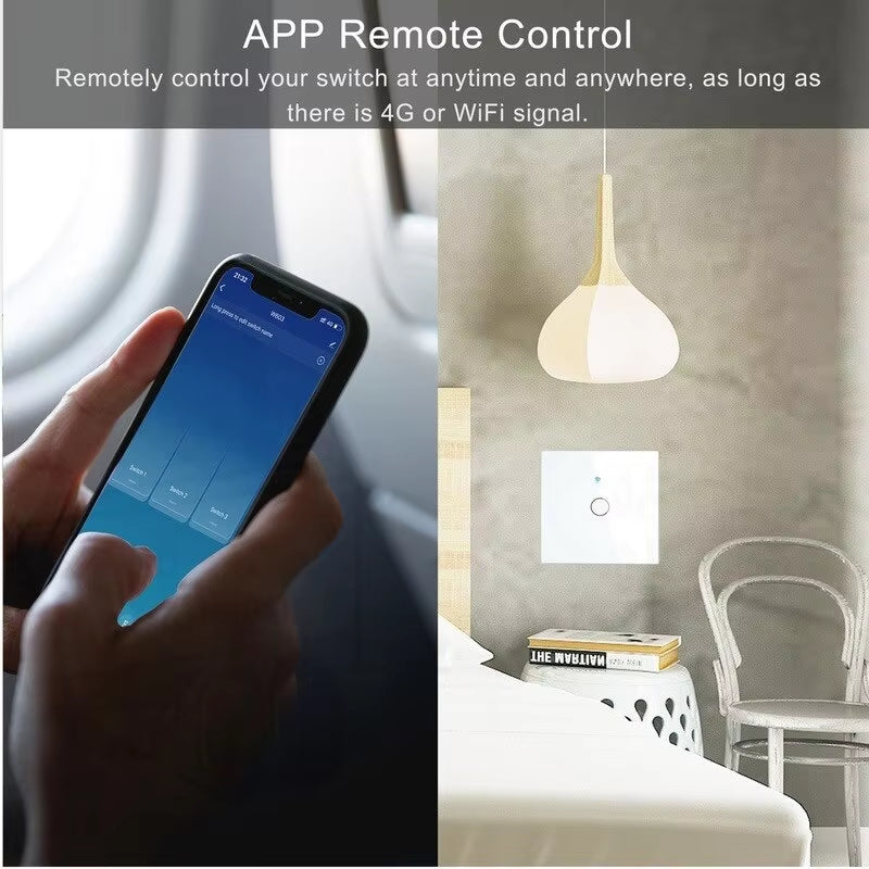 EU Wifi Smart Light Switches Touch Switch RF433 No Neutral Wire Smart Home Life Tuya App Control Support Alexa Google Home