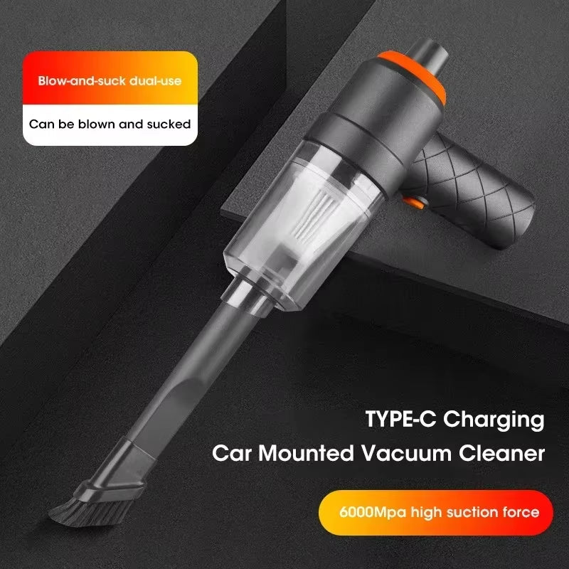 Handheld Car Vacuum Cleaner, 6000Pa Portable Mini High-Power Vacuum Cleaner, Suction and Blowing Dual-Purpose Pet Hair Cleaner