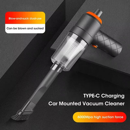 Handheld Car Vacuum Cleaner, 6000Pa Portable Mini High-Power Vacuum Cleaner, Suction and Blowing Dual-Purpose Pet Hair Cleaner