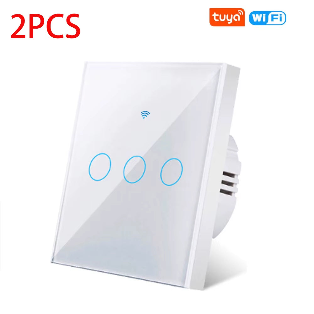 EU Wifi Smart Light Switches Touch Switch RF433 No Neutral Wire Smart Home Life Tuya App Control Support Alexa Google Home