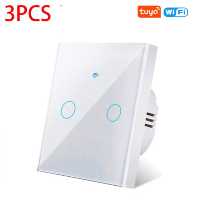 EU Wifi Smart Light Switches Touch Switch RF433 No Neutral Wire Smart Home Life Tuya App Control Support Alexa Google Home
